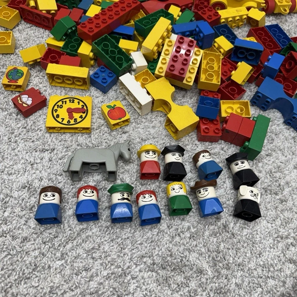 Vintage Lego Duplo bricks figures people horse vehicles huge lot (AS IS READ)